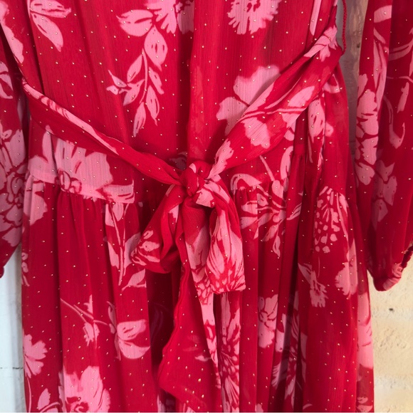 INC International Concepts Red Floral Belted Maxi Dress - Size M - Picture 2 of 6